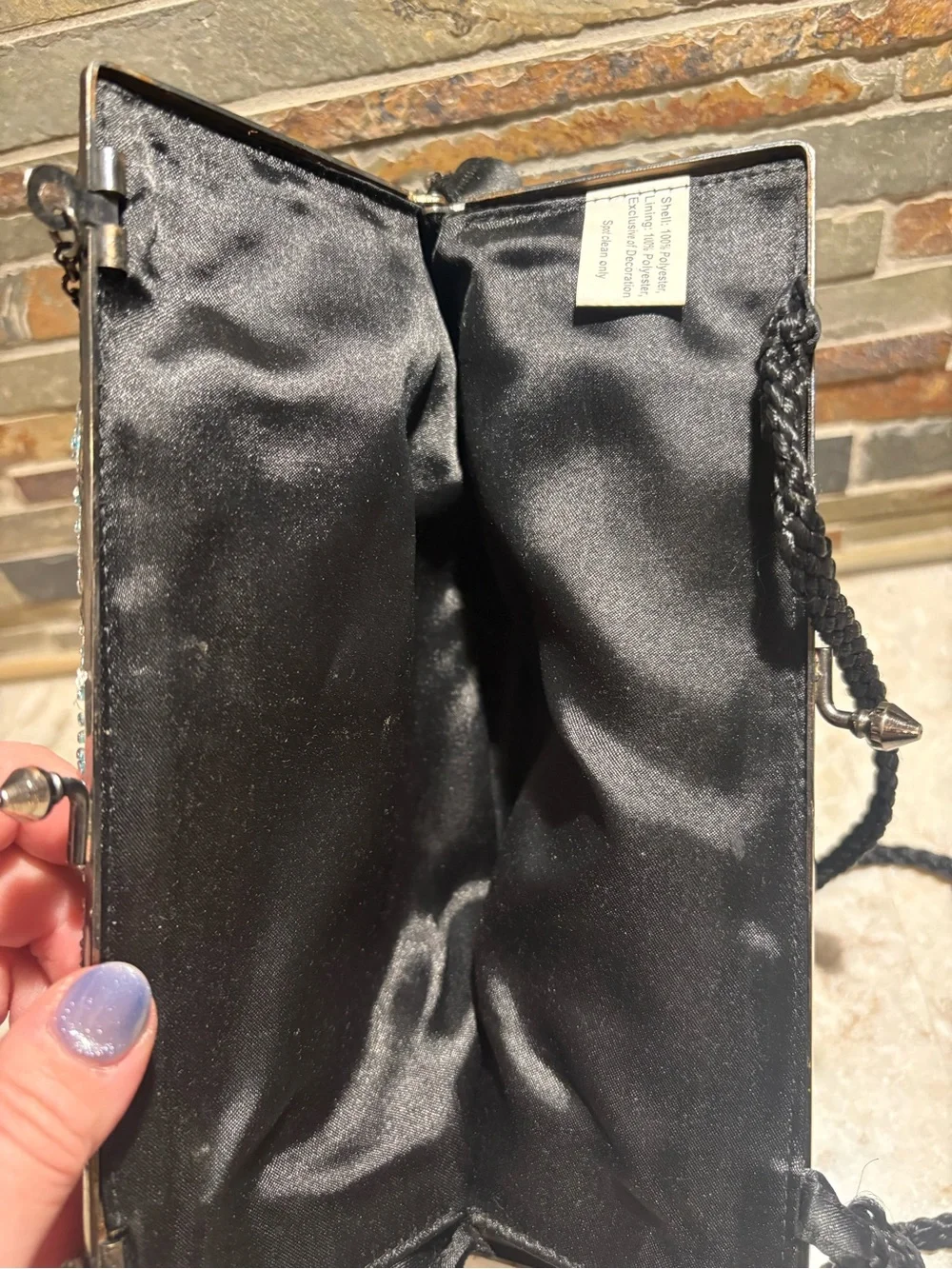 Embellished Black Beaded Clutch Purse